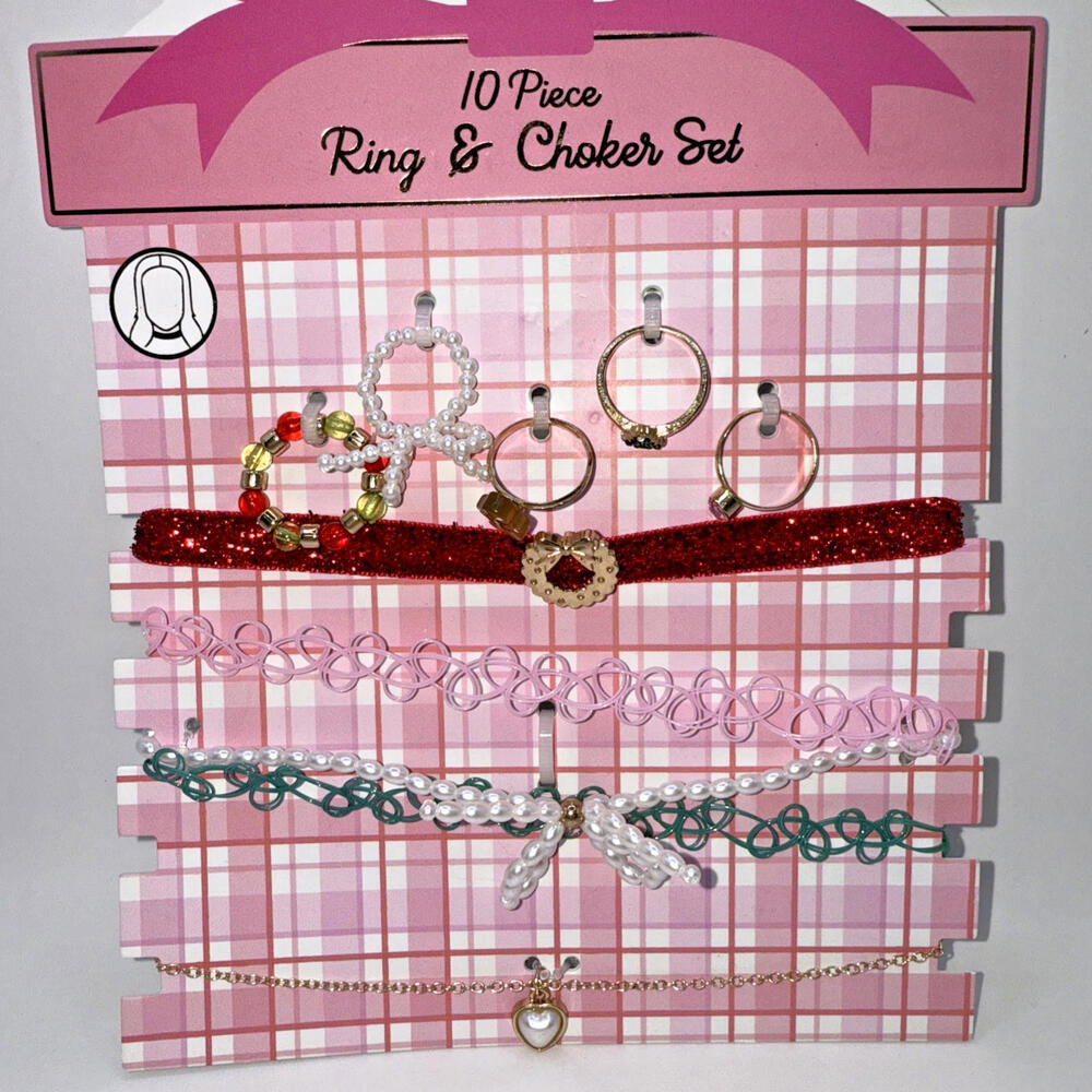 Capeli Kids 10 Piece Ring & Choker Necklace Jewelry Set Christmas